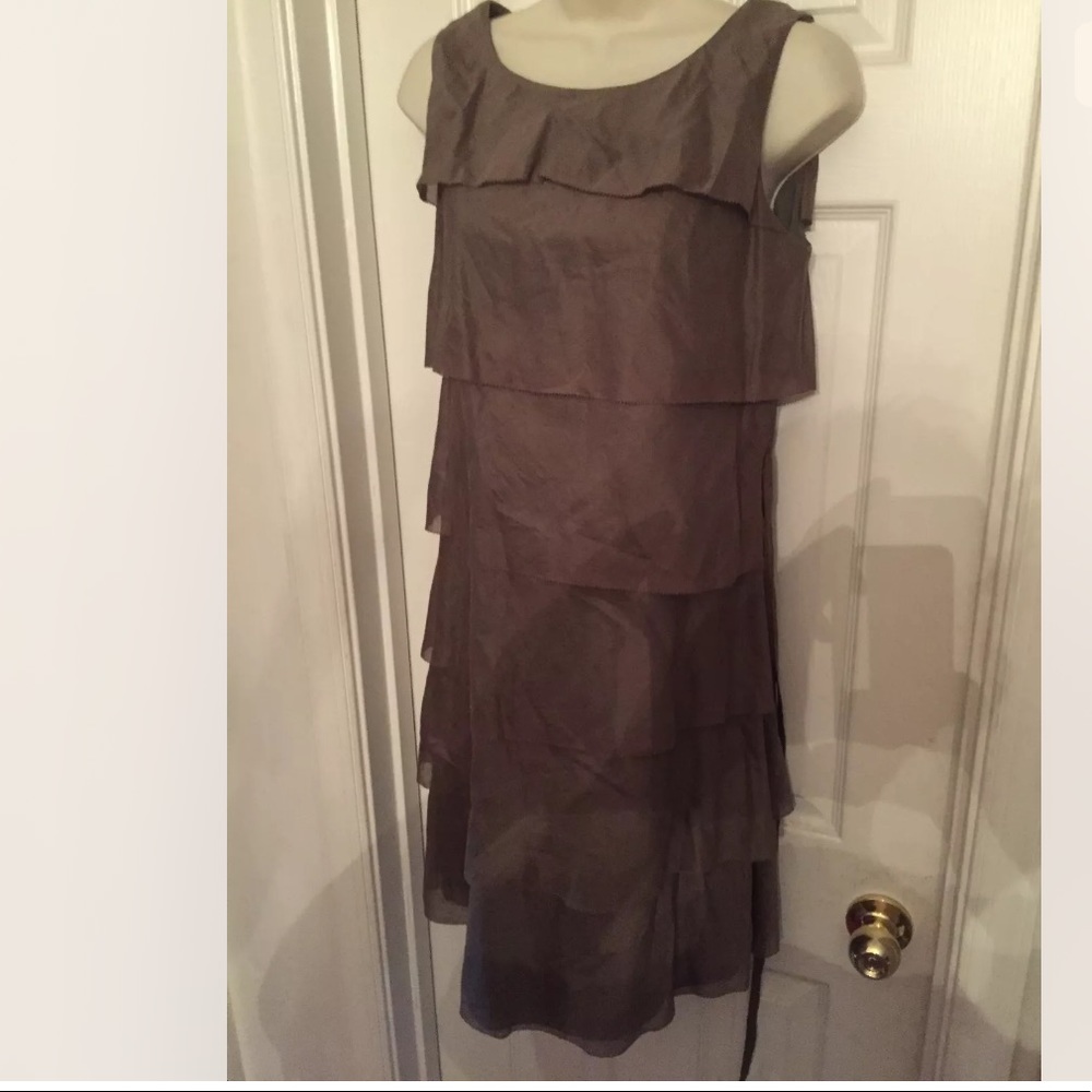 $159 TALBOTS 6P Olive COTTON TIERED LAYERED DRESS